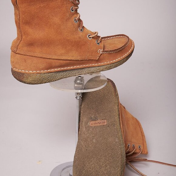 Y2K Vintage SeaVees 7- Eye Trail Boots Tan Leather Work